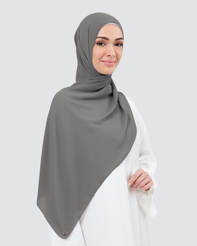 Image of EILA CHIFFON SHAWL - DUSTY GREY PLUM