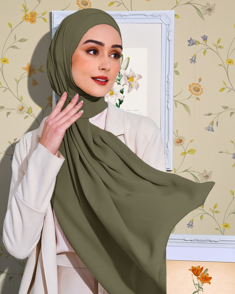 Image of EILA CHIFFON SHAWL - BASIL