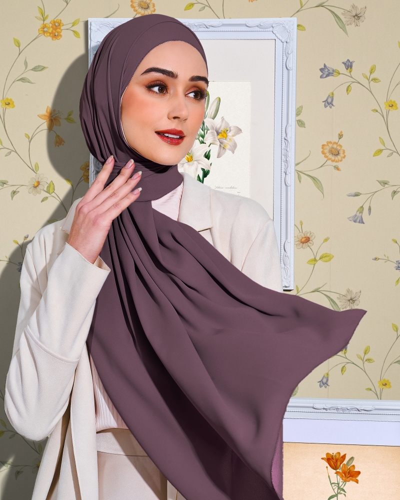Image of EILA CHIFFON SHAWL - GRAPE