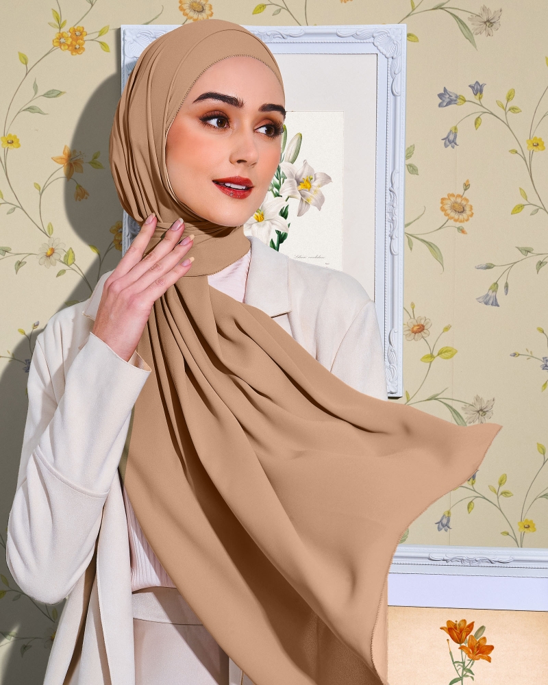 EILA CHIFFON SHAWL - ICE COFFEE