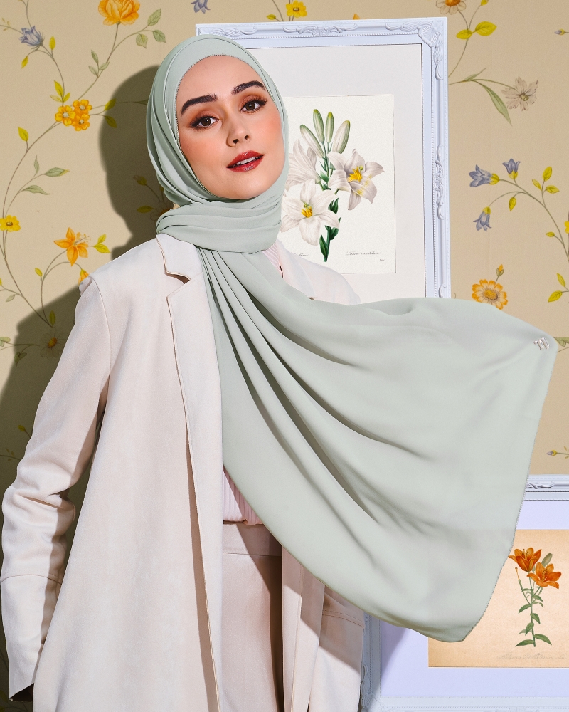 Image of EILA CHIFFON SHAWL - ICE GREY