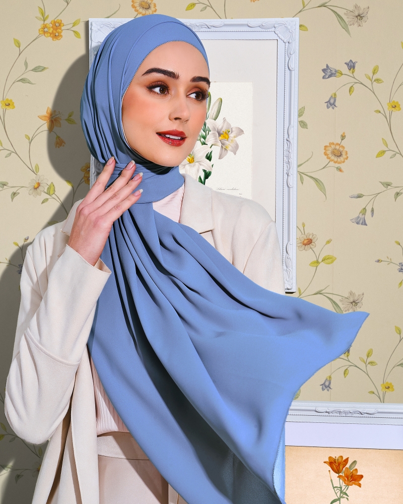 Image of EILA CHIFFON SHAWL - LAVENDER BLUE