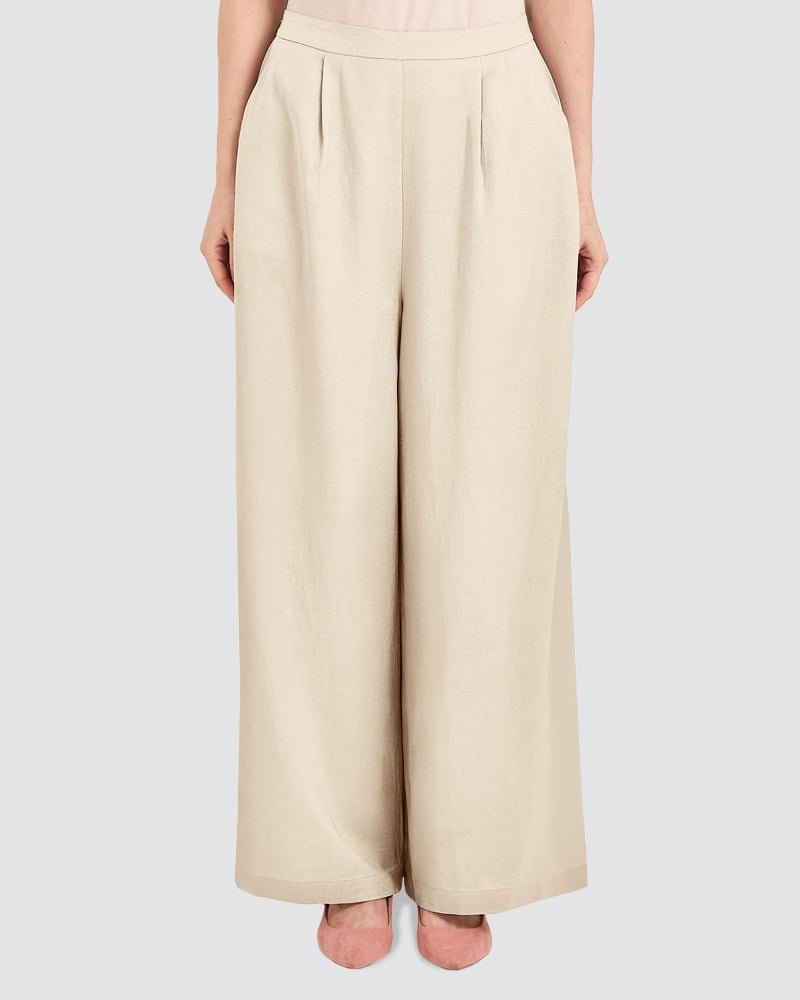 Image of FAYE LINEN PANTS - ECRU