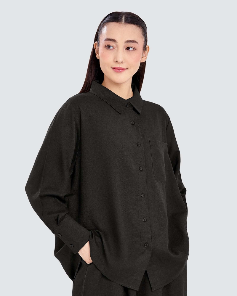 Image of FAYE LINEN SHIRT - BLACK
