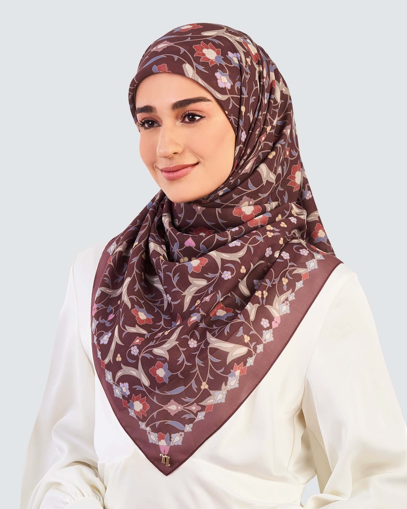 Image of FREESIA COTTON VOILE SQUARE - MOCHA