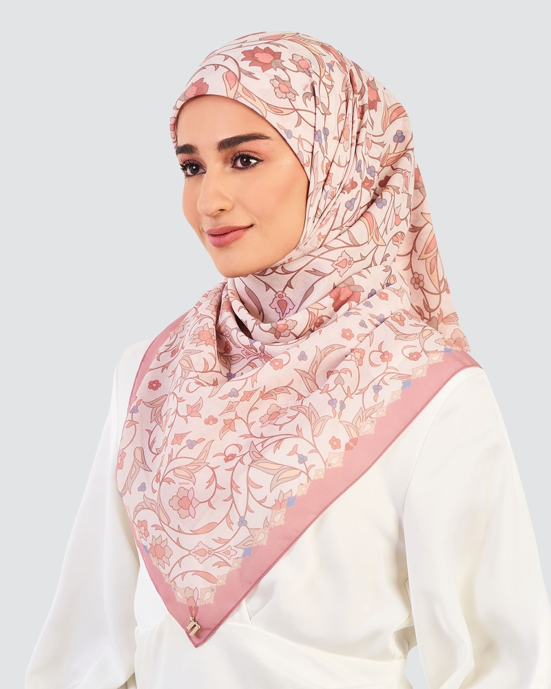 Image of FREESIA COTTON VOILE SQUARE - ROSY