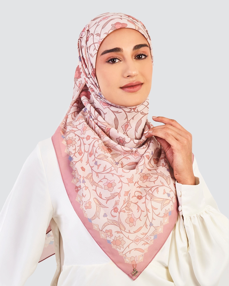 Image of FREESIA COTTON VOILE SQUARE - ROSY