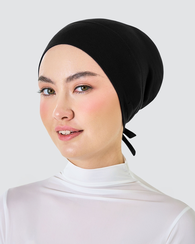 Image of INNER DRAWSTRING SNOWCAP - JET BLACK