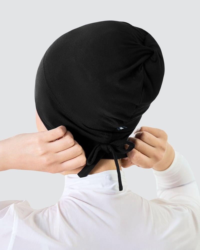 Image of INNER DRAWSTRING SNOWCAP - JET BLACK