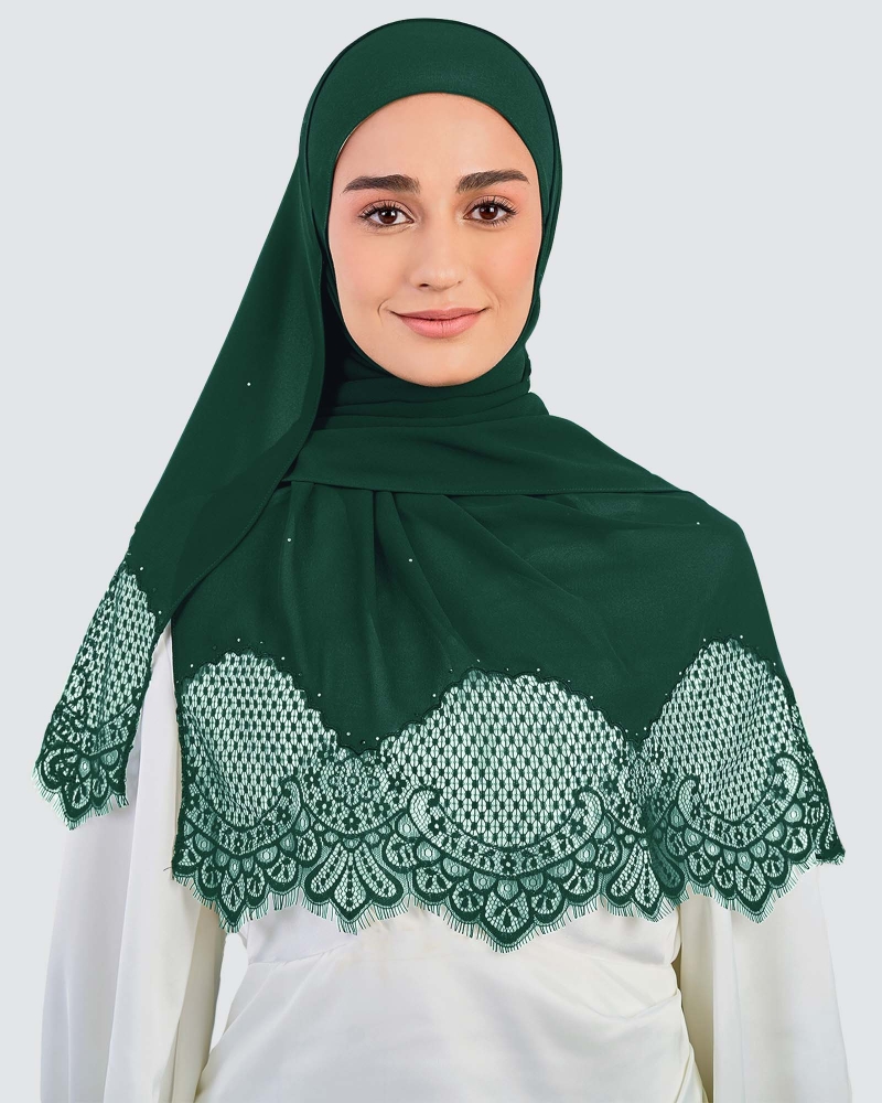 Image of JANNA LACE CRYSTAL SHAWL - EMERALD