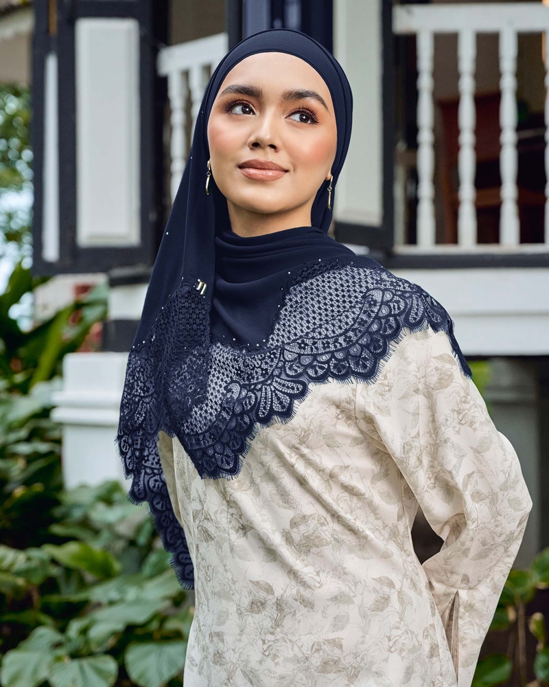 JANNA LACE CRYSTAL SHAWL - MIDNIGHT BLUE