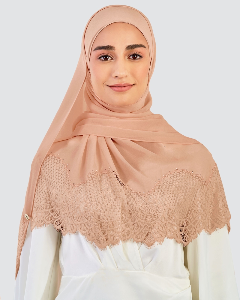 Image of JANNA LACE CRYSTAL SHAWL - PUMPKIN