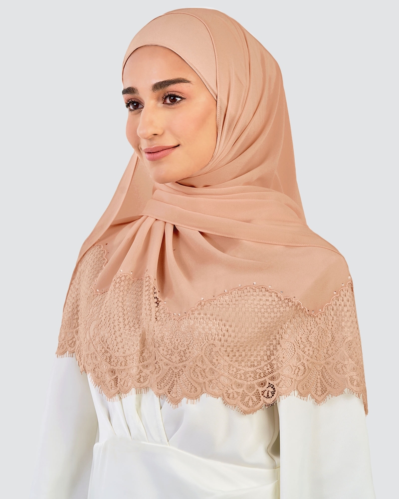 Image of JANNA LACE CRYSTAL SHAWL - PUMPKIN