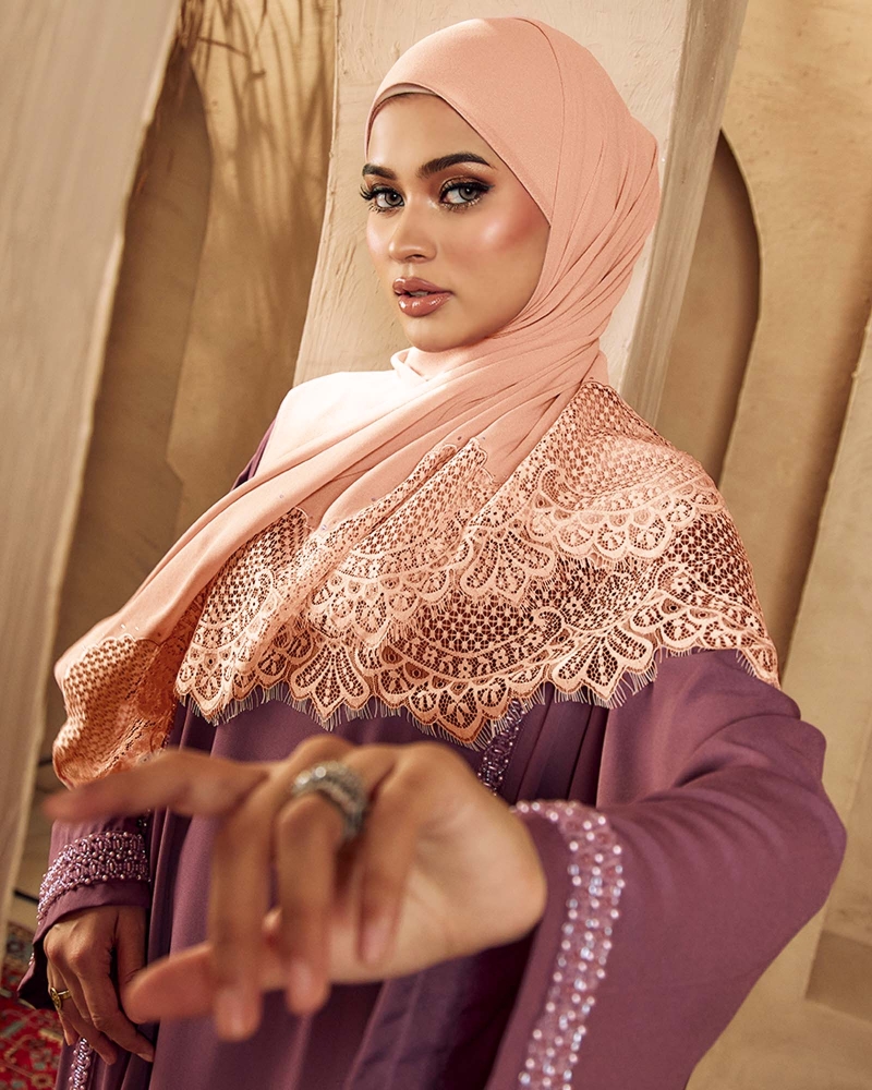 Image of JANNA LACE CRYSTAL SHAWL - PUMPKIN