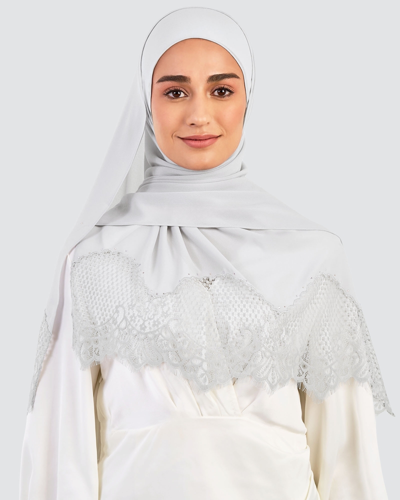 Image of JANNA LACE CRYSTAL SHAWL - SILVER