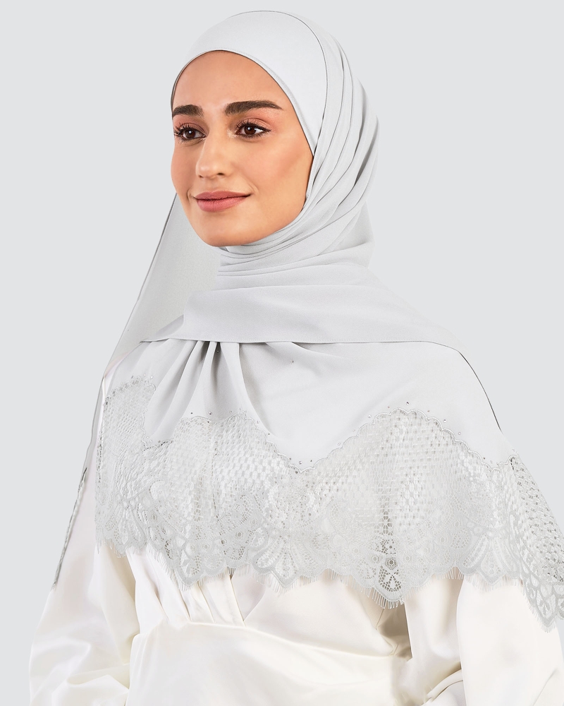 Image of JANNA LACE CRYSTAL SHAWL - SILVER