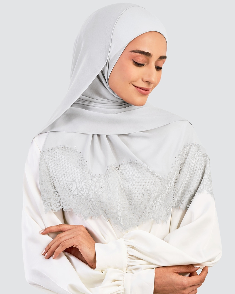 Image of JANNA LACE CRYSTAL SHAWL - SILVER