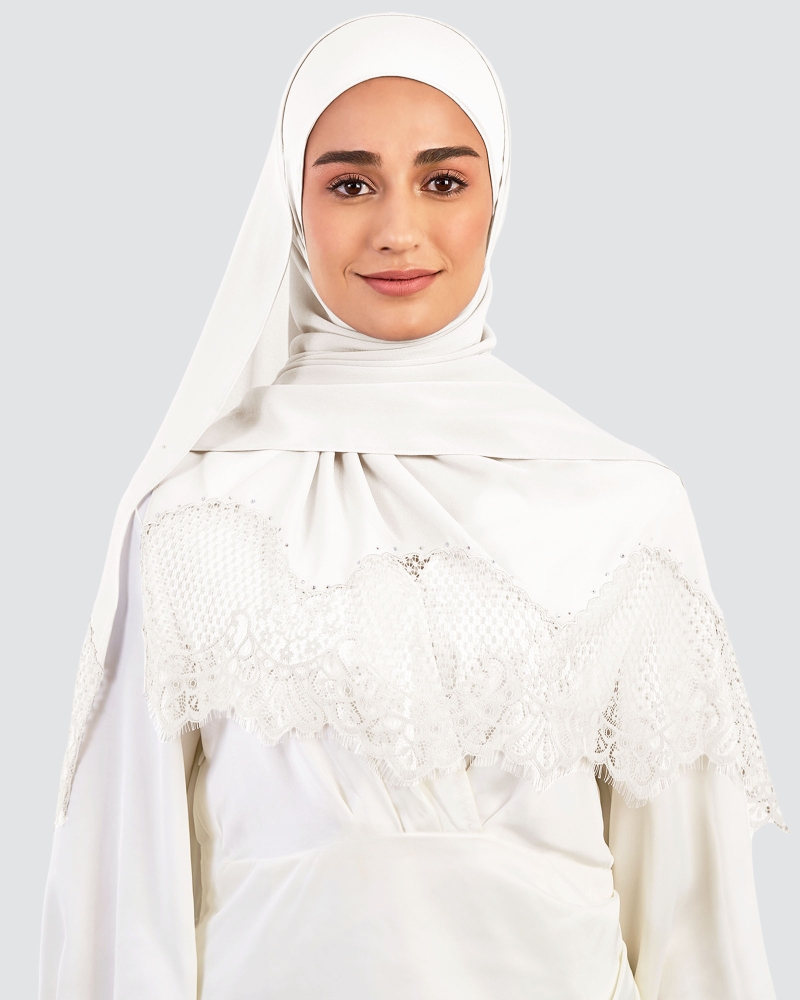 Image of JANNA LACE CRYSTAL SHAWL - WHITE