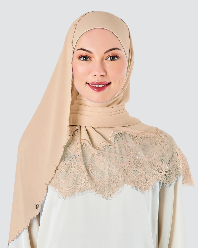 JULIA LACE EMBROIDERED SHAWL - BISCUITS