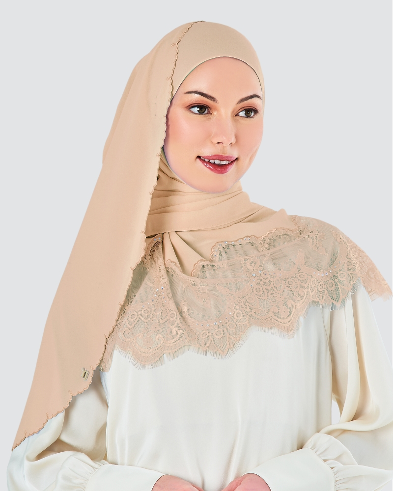 JULIA LACE EMBROIDERED SHAWL - BISCUITS