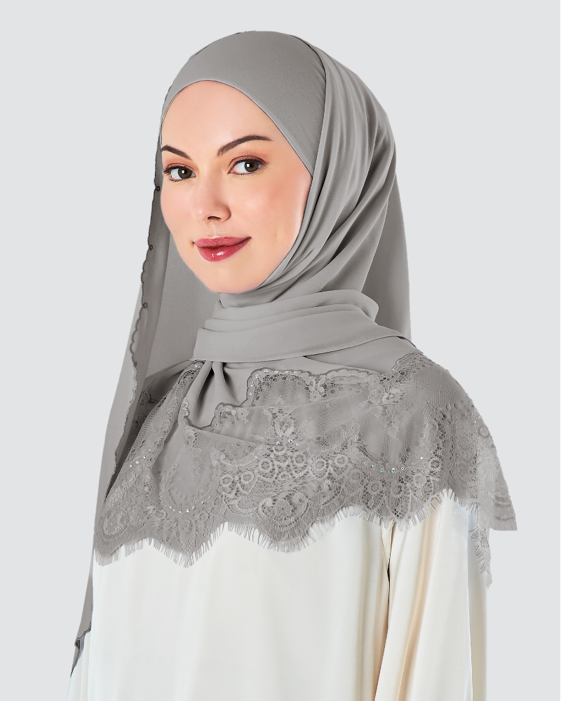 JULIA LACE EMBROIDERED SHAWL - PLATED SILVER
