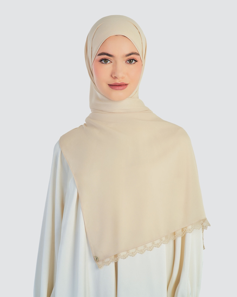 Image of JUWITA LACE SHAWL - PEBBLE
