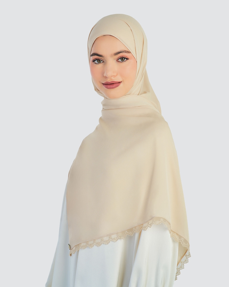 Image of JUWITA LACE SHAWL - PEBBLE