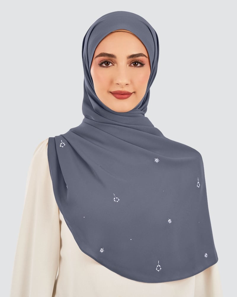 Image of LADY GRACE CRYSTAL CHIFFON SHAWL - DEEP LAGOON