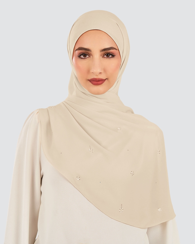 Image of LADY GRACE CRYSTAL CHIFFON SHAWL - OYSTER