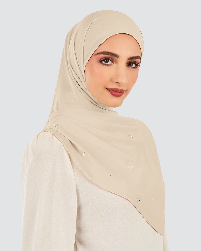 Image of LADY GRACE CRYSTAL CHIFFON SHAWL - OYSTER
