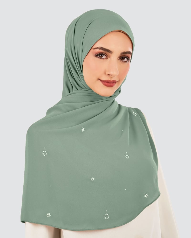 Image of LADY GRACE CRYSTAL CHIFFON SHAWL - SEA SALT