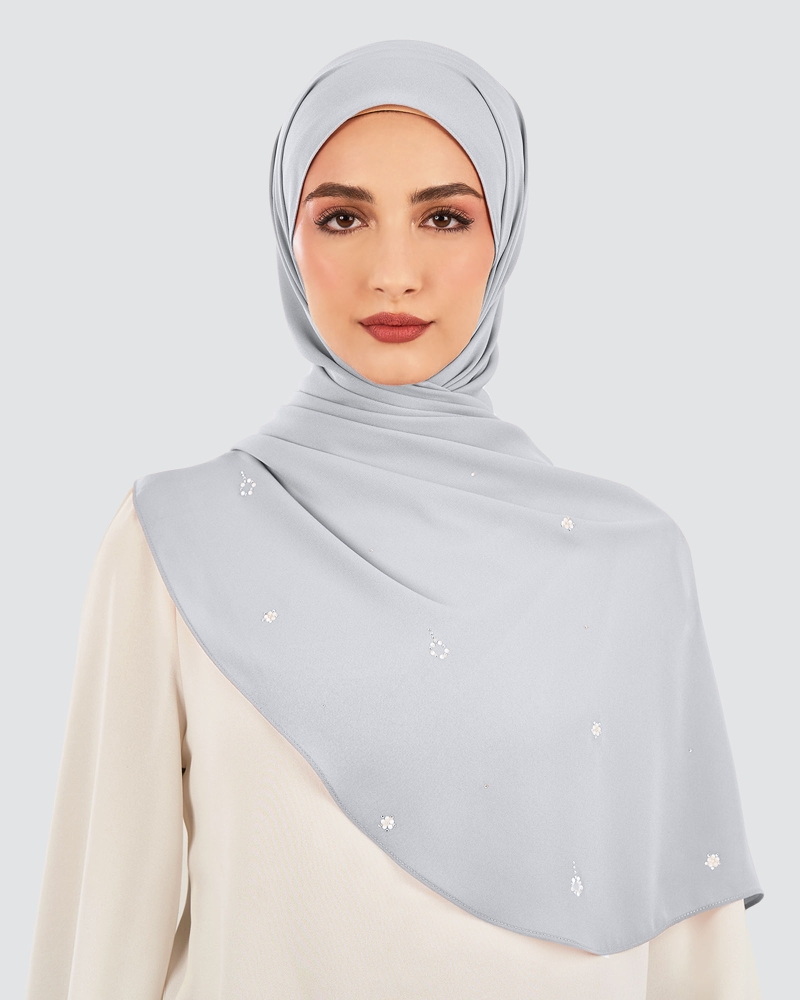 Image of LADY GRACE CRYSTAL CHIFFON SHAWL - SKYLINE