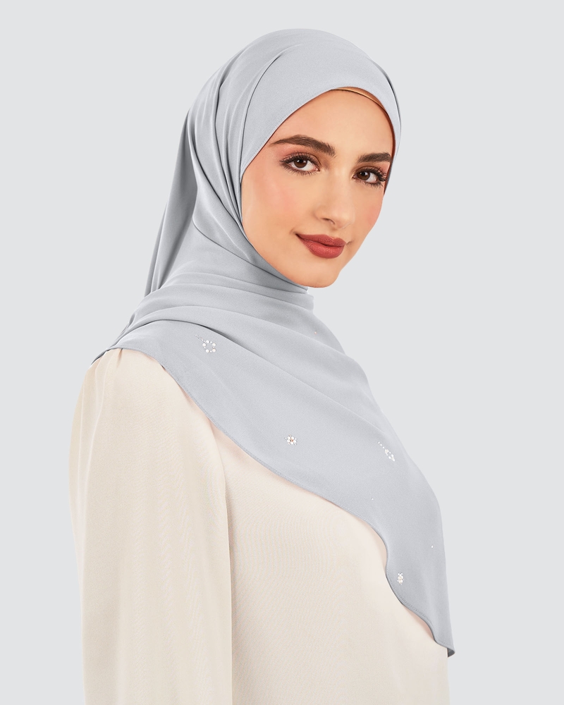 Image of LADY GRACE CRYSTAL CHIFFON SHAWL - SKYLINE