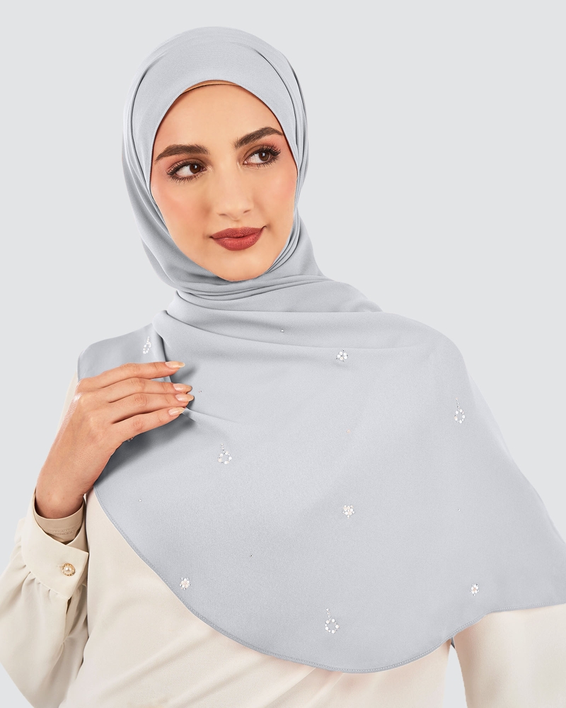 Image of LADY GRACE CRYSTAL CHIFFON SHAWL - SKYLINE