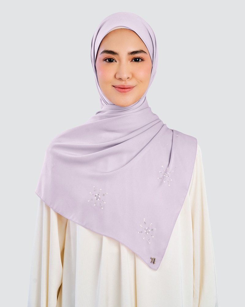 Image of LADY MARISA CRYSTAL MATTE SATIN SHAWL - LILAC