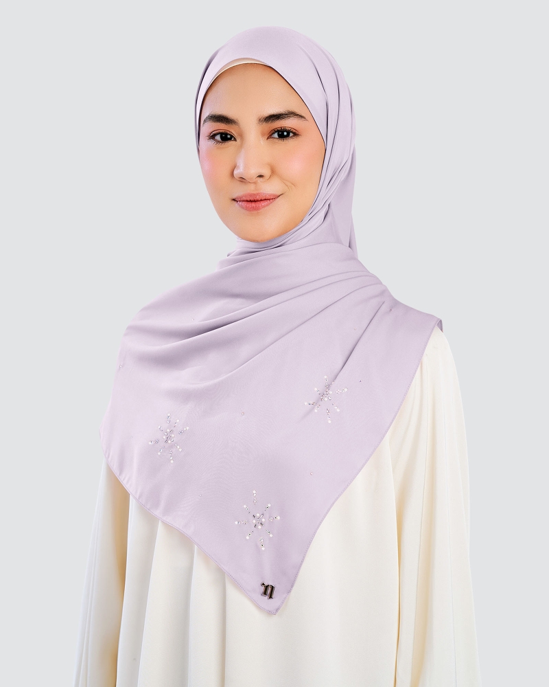 Image of LADY MARISA CRYSTAL MATTE SATIN SHAWL - LILAC