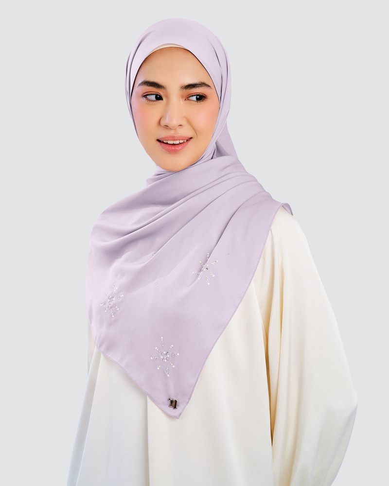 Image of LADY MARISA CRYSTAL MATTE SATIN SHAWL - LILAC