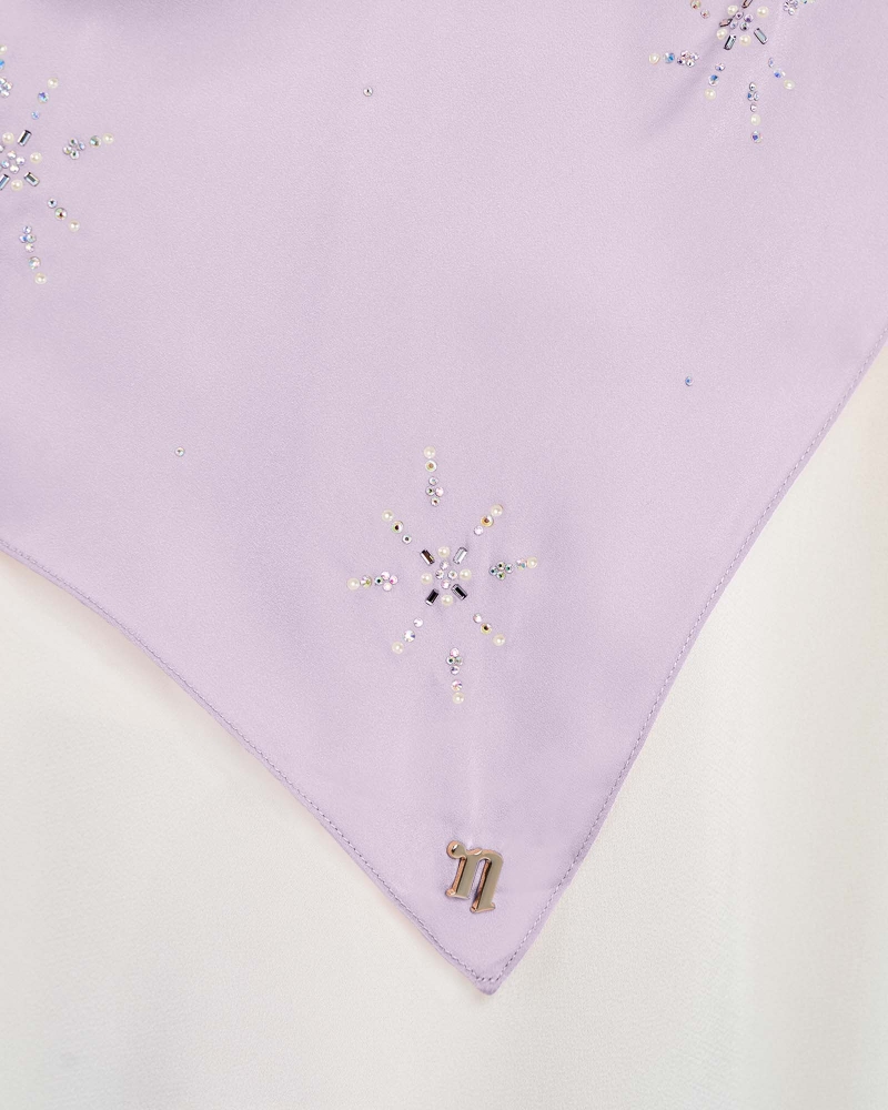 Image of LADY MARISA CRYSTAL MATTE SATIN SHAWL - LILAC