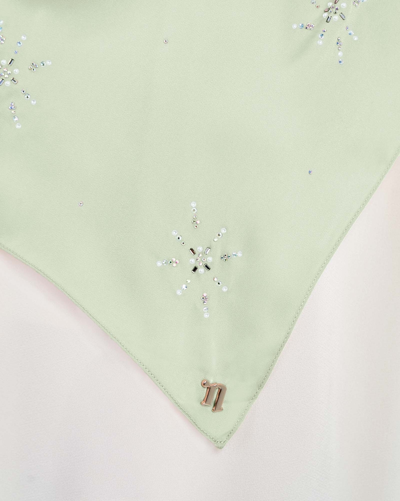 Image of LADY MARISA CRYSTAL MATTE SATIN SHAWL - PEPPERMINT
