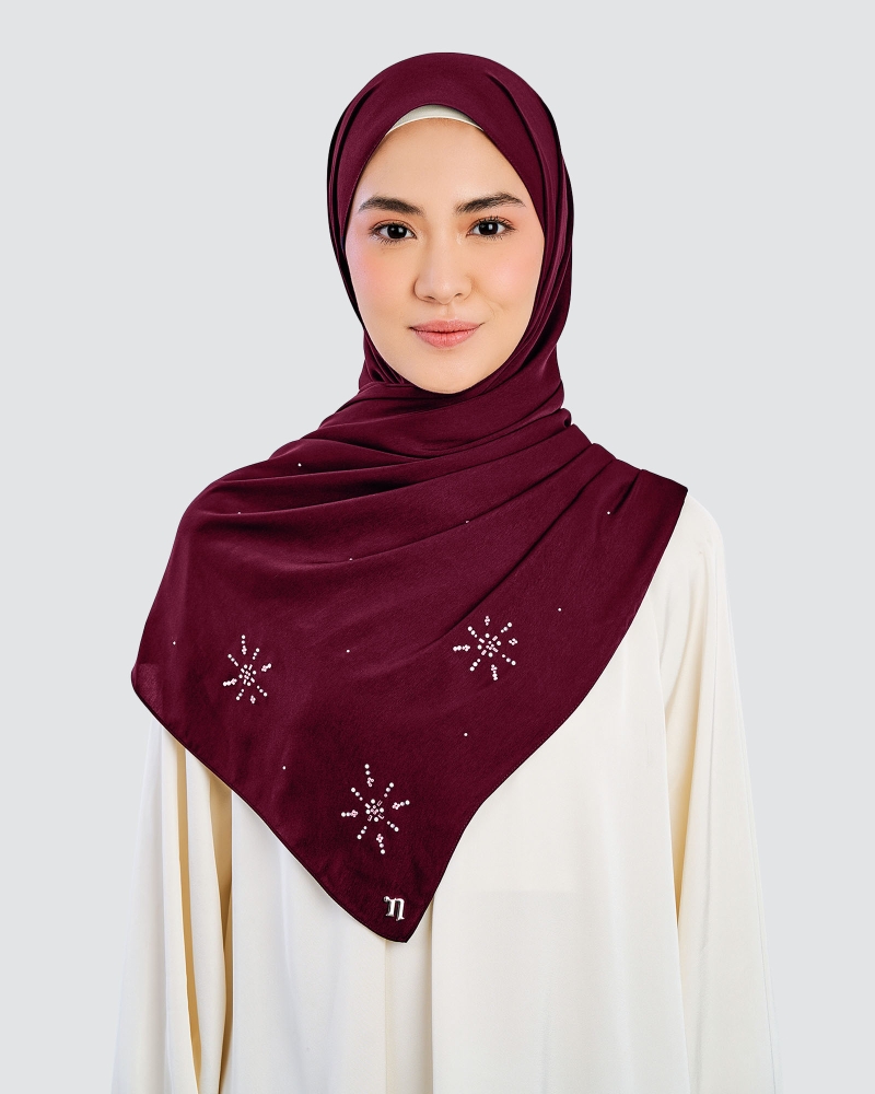 Image of LADY MARISA CRYSTAL MATTE SATIN SHAWL - RUBY