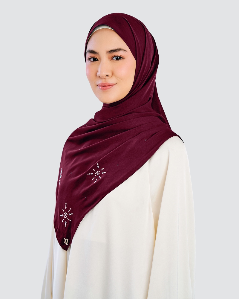 Image of LADY MARISA CRYSTAL MATTE SATIN SHAWL - RUBY