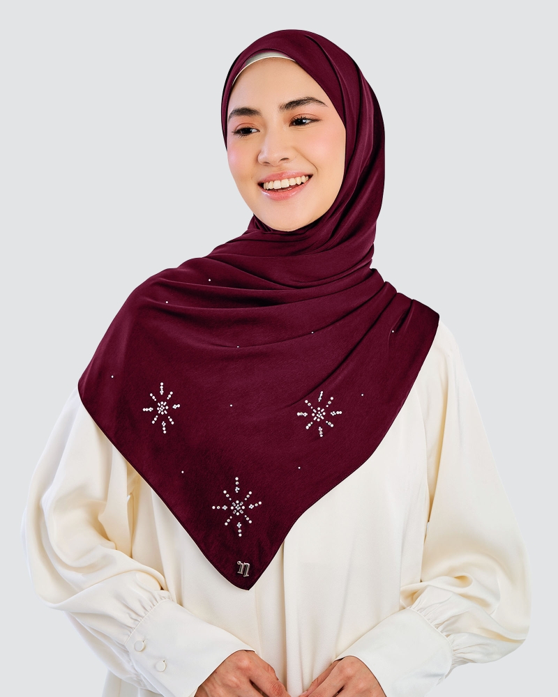 Image of LADY MARISA CRYSTAL MATTE SATIN SHAWL - RUBY