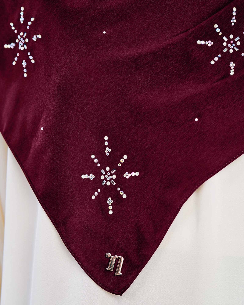 Image of LADY MARISA CRYSTAL MATTE SATIN SHAWL - RUBY