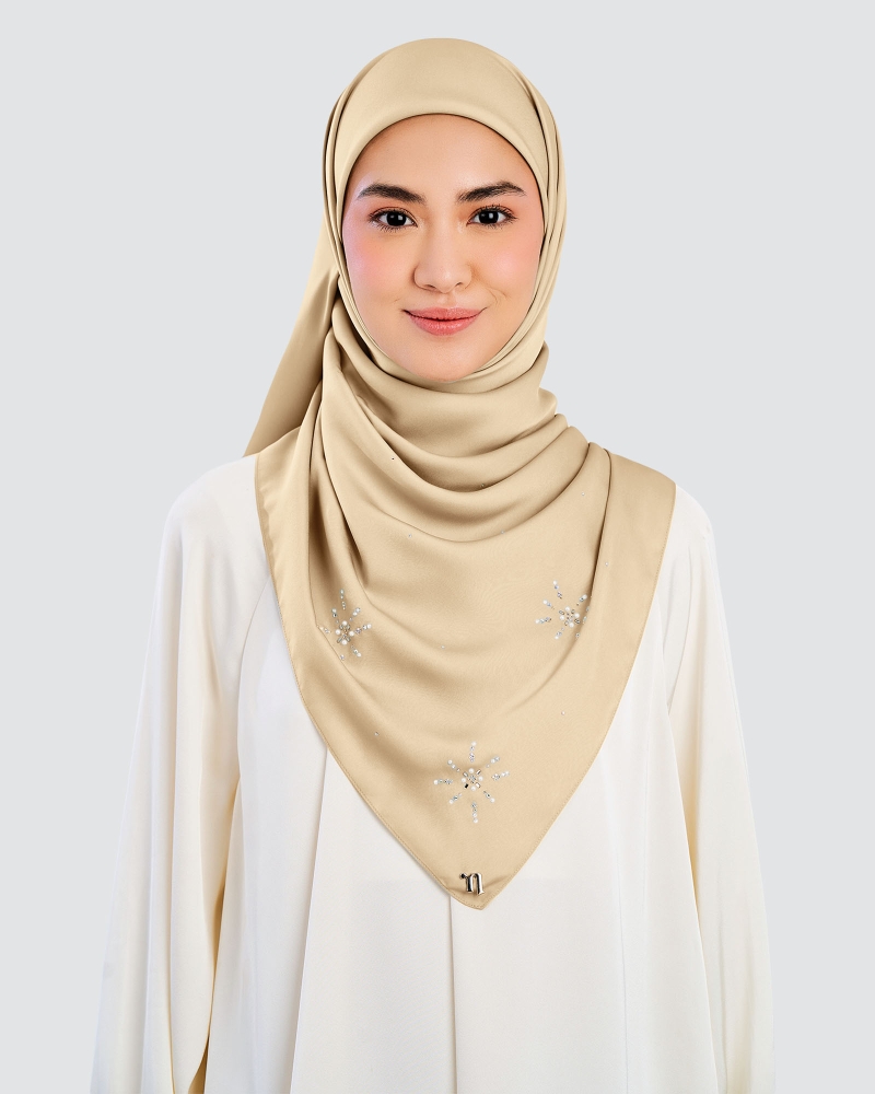 Image of LADY MARISA CRYSTAL MATTE SATIN SQUARE - LATTE