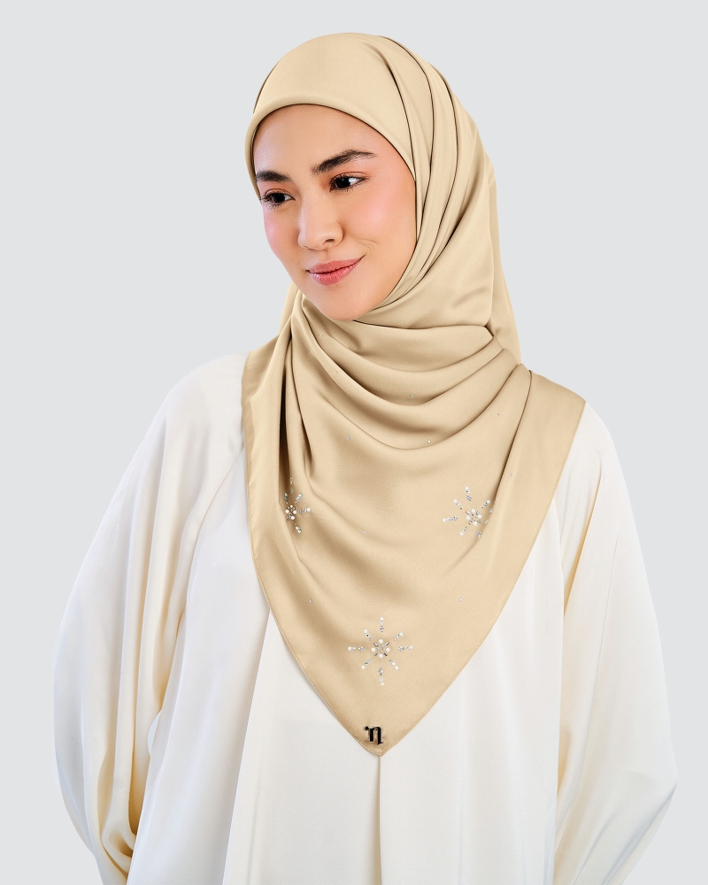 Image of LADY MARISA CRYSTAL MATTE SATIN SQUARE - LATTE