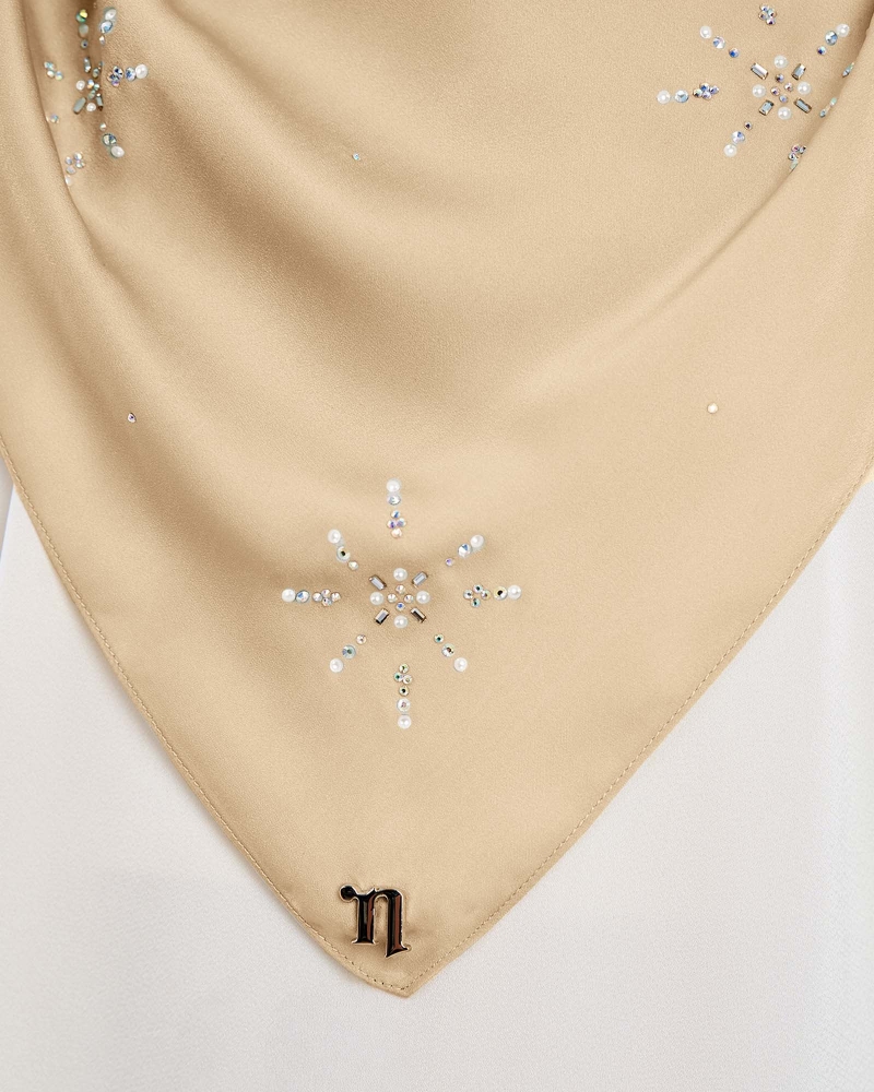Image of LADY MARISA CRYSTAL MATTE SATIN SQUARE - LATTE