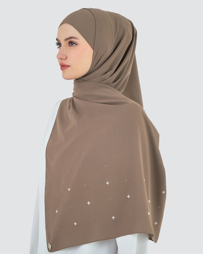 Image of LADY MAYA MATTE SATIN SHAWL - COCOA