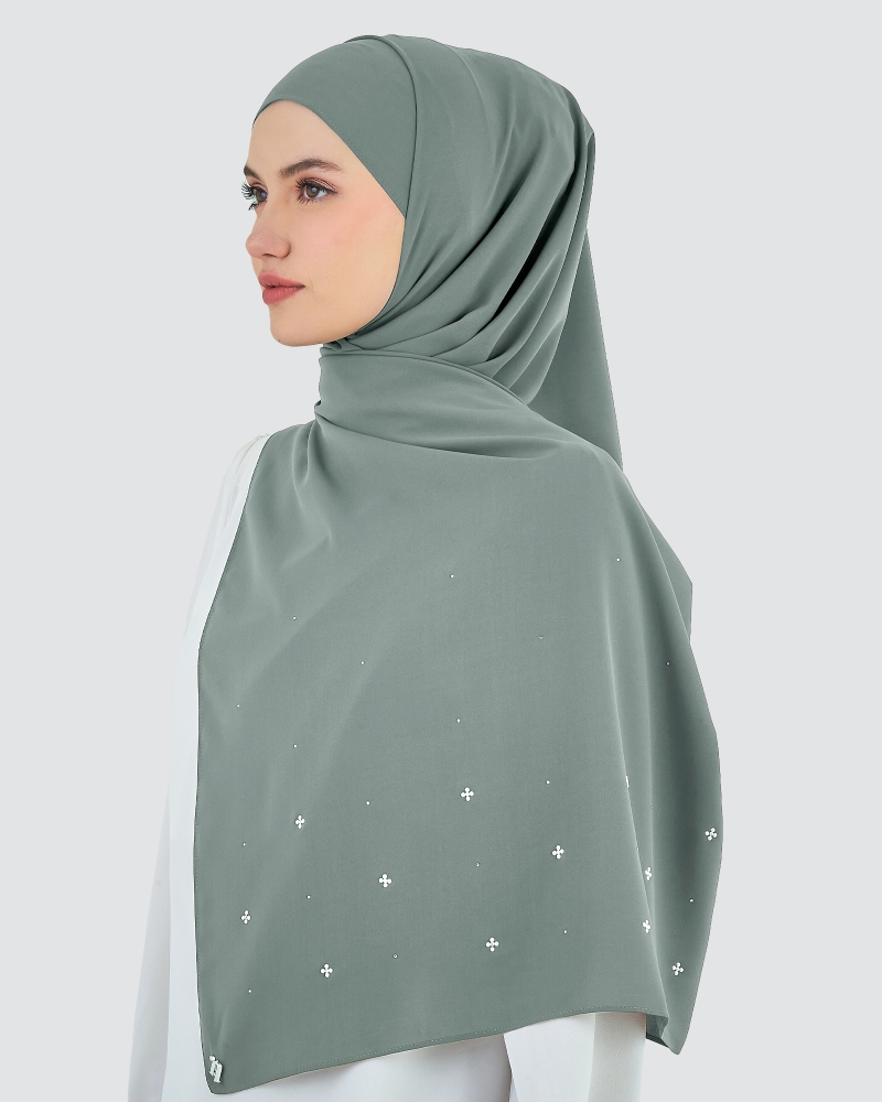 Image of LADY MAYA MATTE SATIN SHAWL - DARK GREY