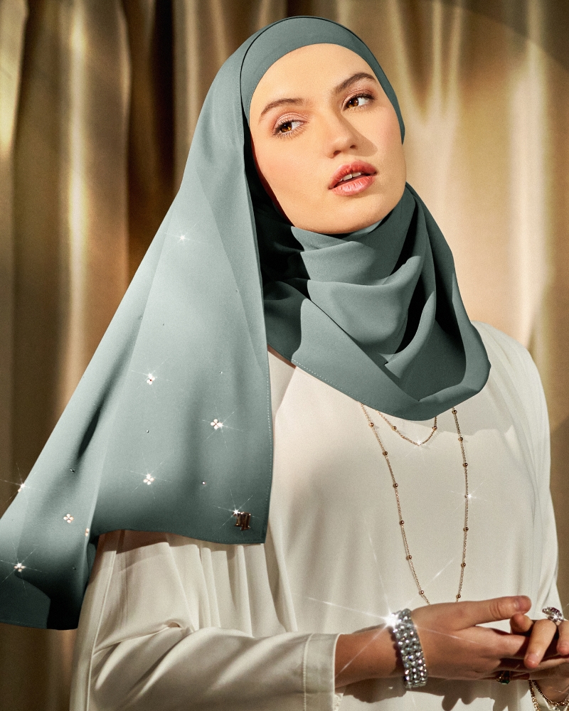 Image of LADY MAYA MATTE SATIN SHAWL - DARK GREY