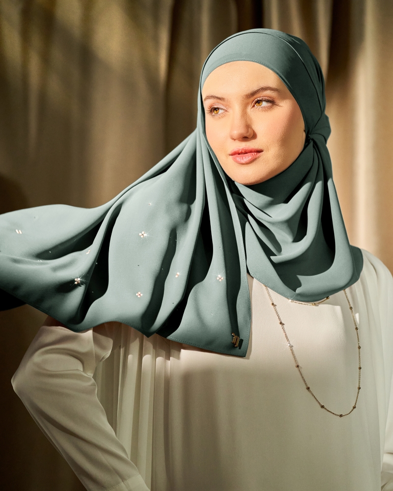 Image of LADY MAYA MATTE SATIN SHAWL - DARK GREY